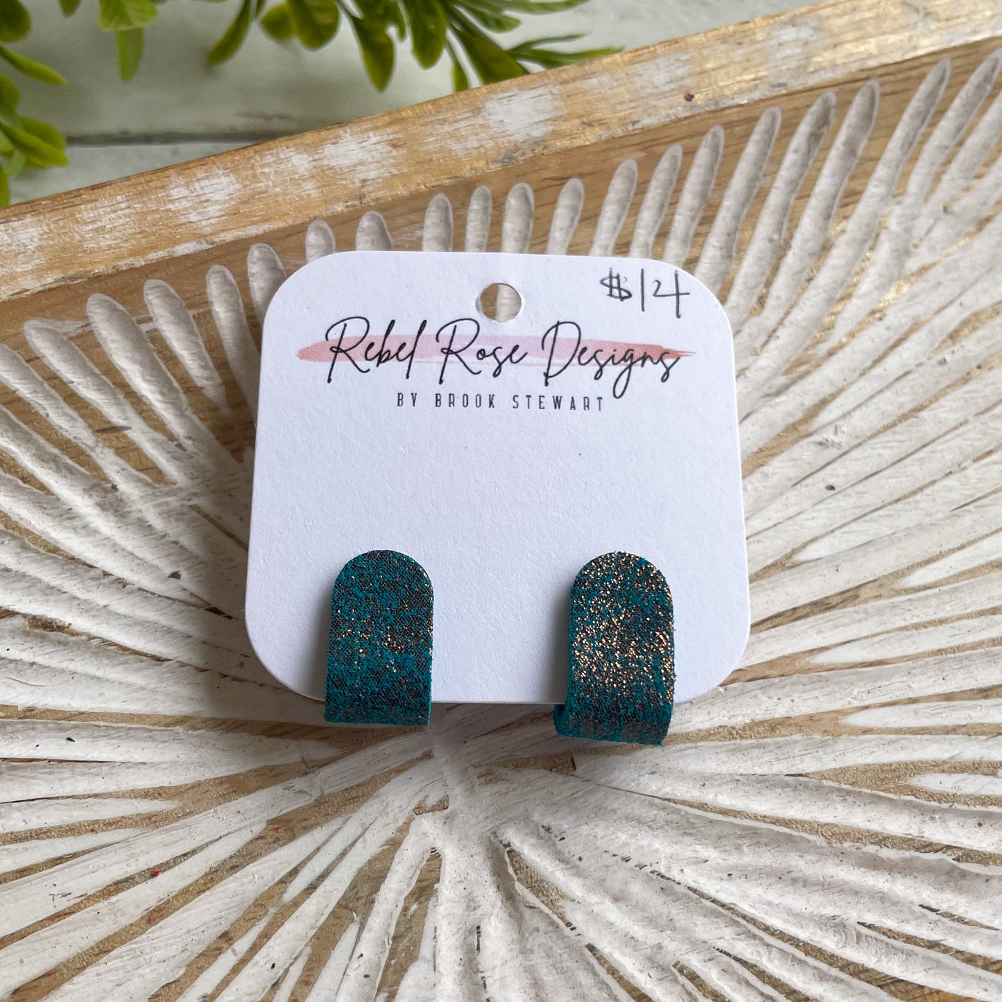 Ear Huggers - Copper Shimmer on Turquoise