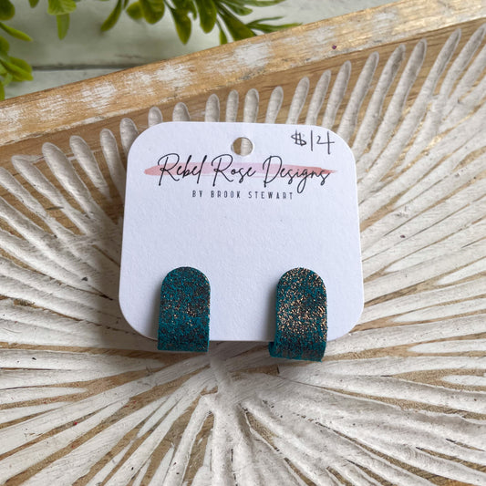 Ear Huggers - Copper Shimmer on Turquoise