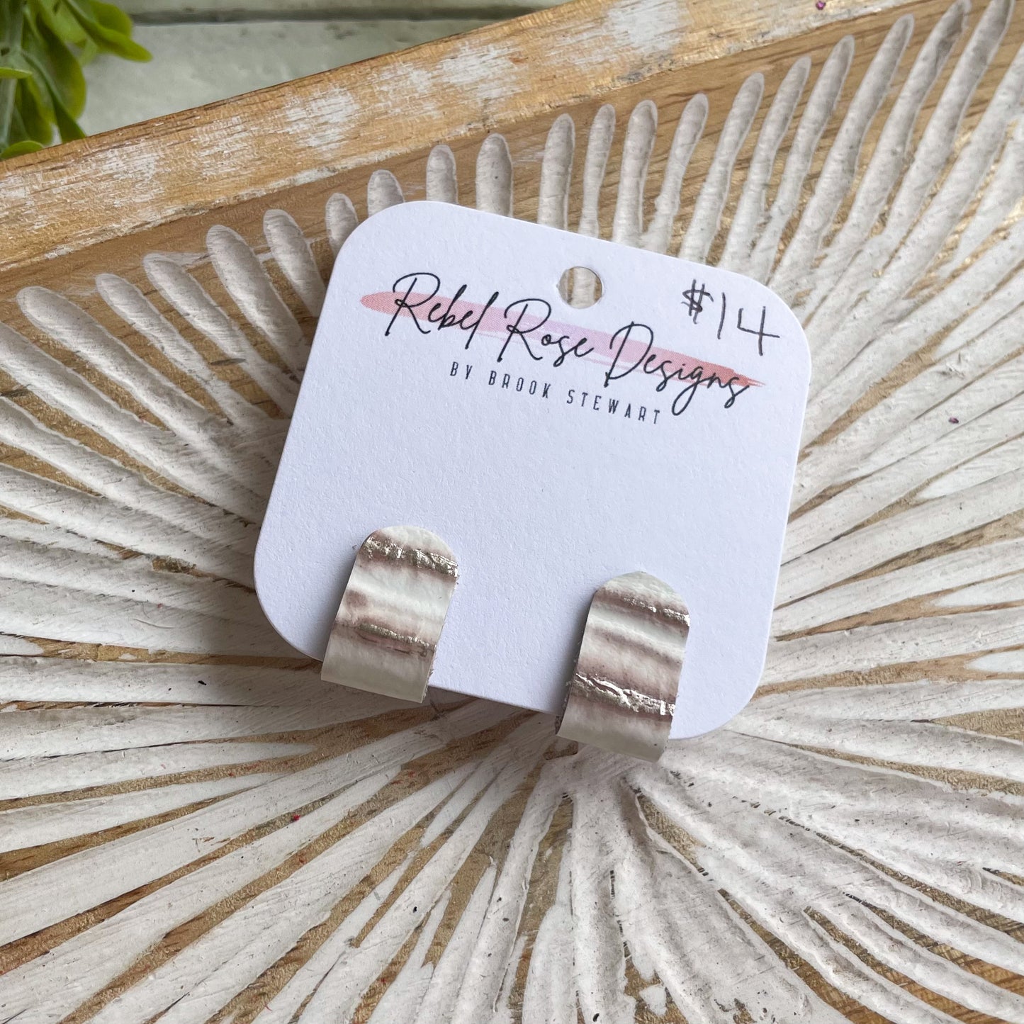 Ear Huggers - Cream and Metallic Beachwood