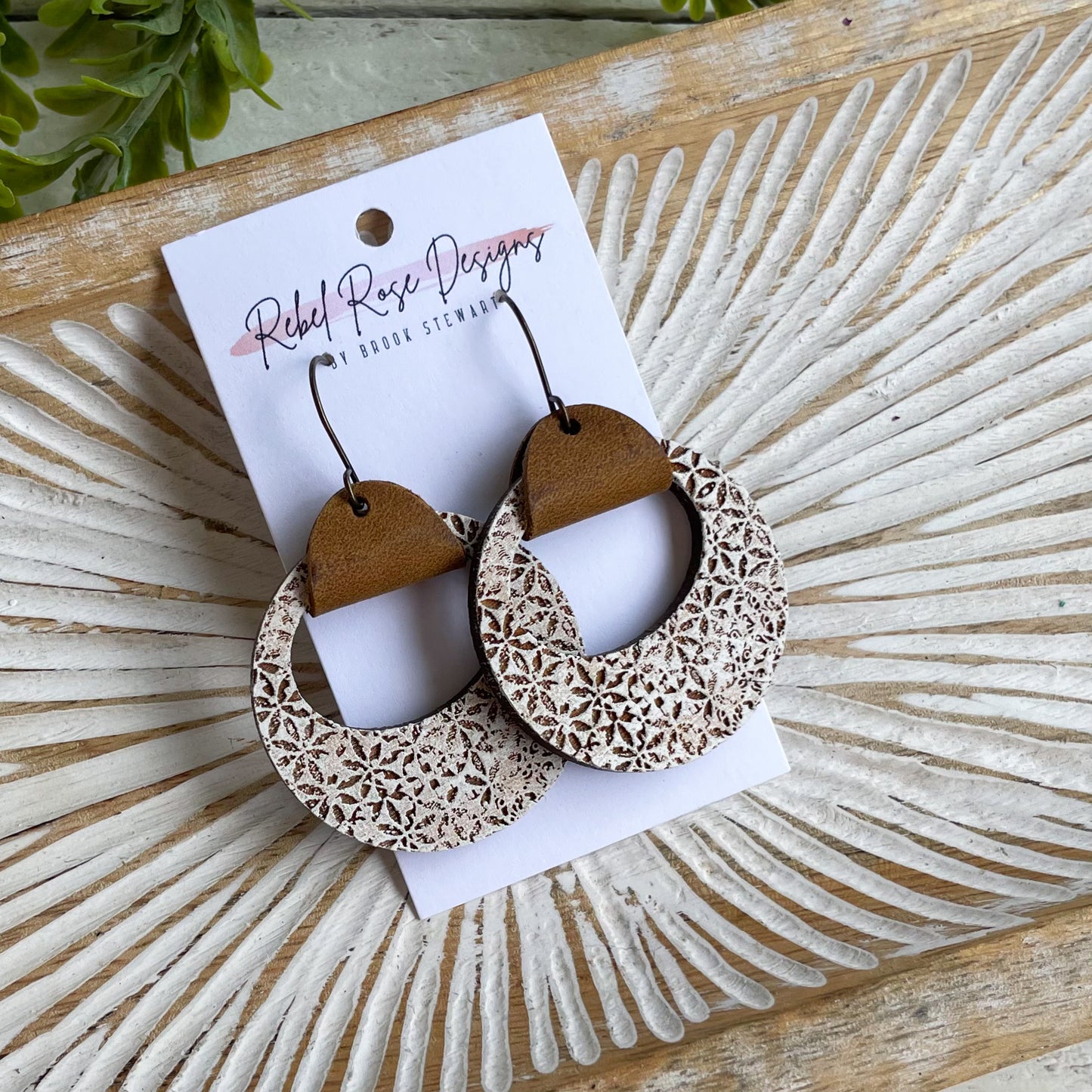 Boho Pattern Wood Earrings