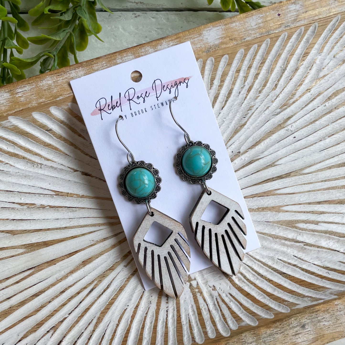 Western Tribal Wood Earrings